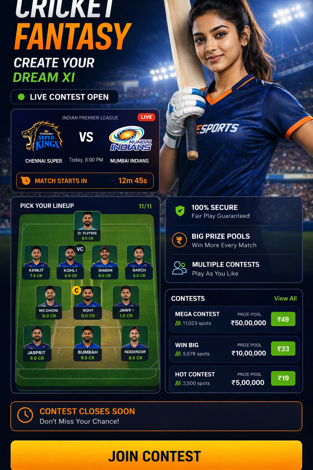 Fantasy Cricket APK cricket matchday visual